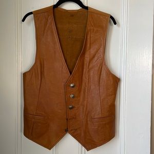 Vintage leather vest with bufflo five cent buttons